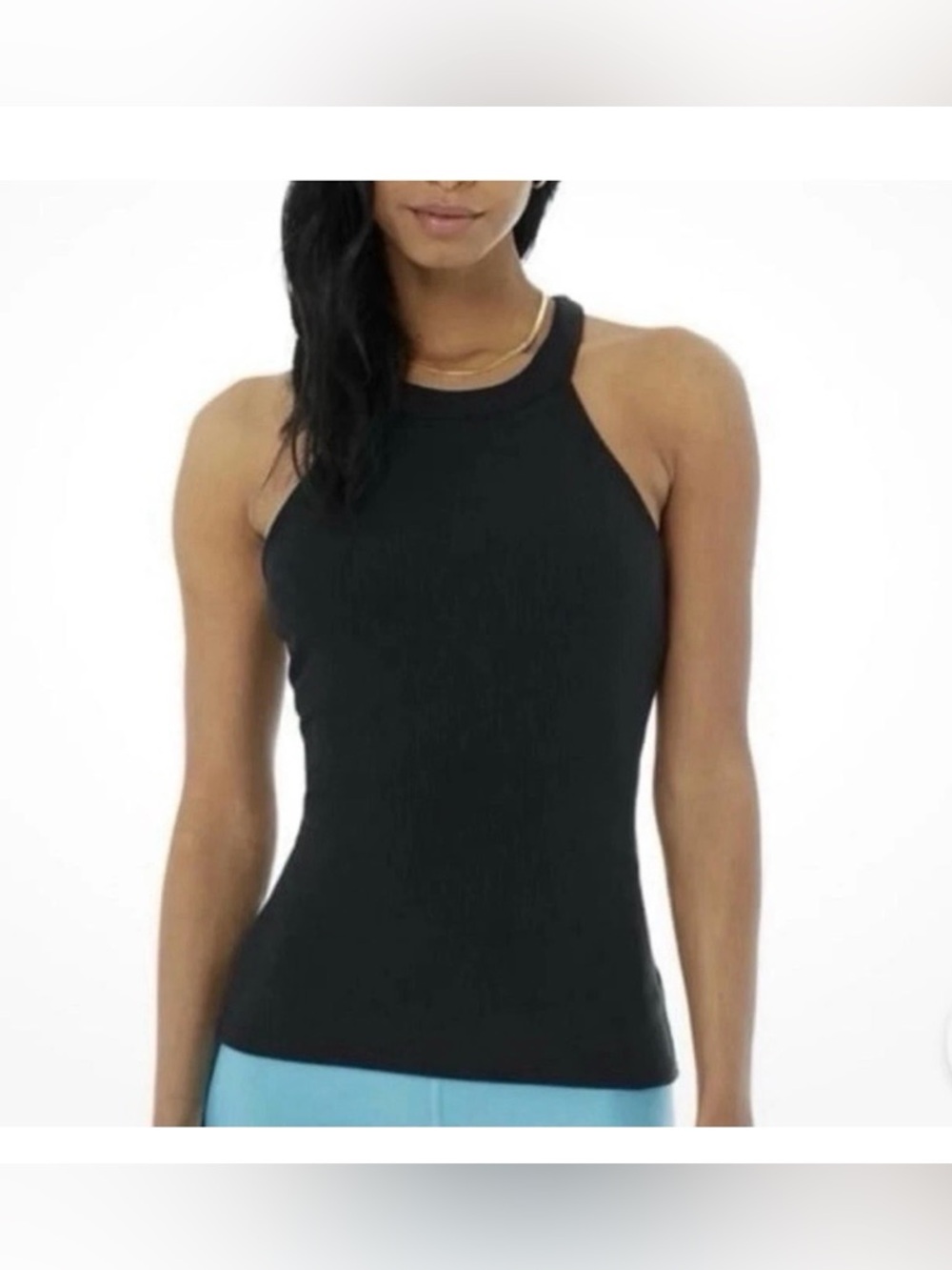 ALO Yoga Black Ribbed High-Neck Tank